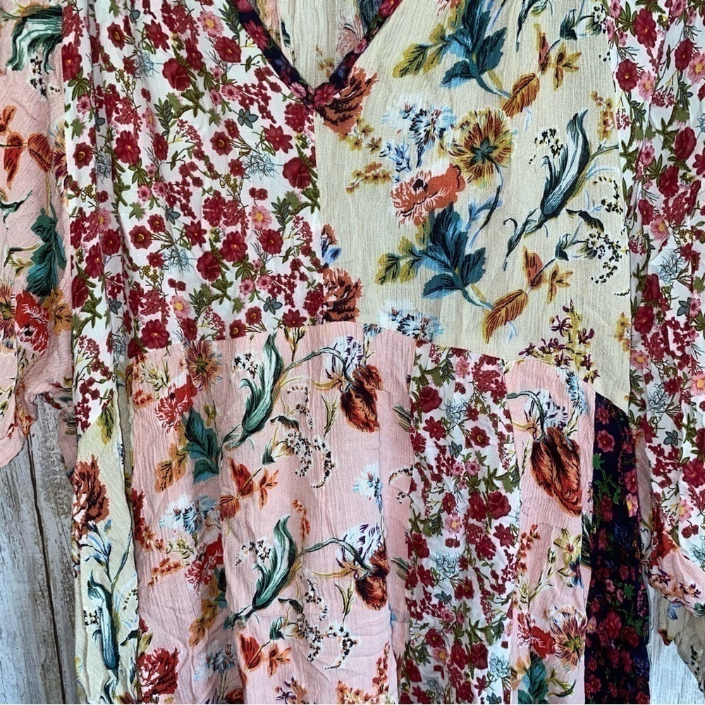 Umgee Hippie Dippie Boho Mixed Print Peasant Dress - Picture 4 of 7